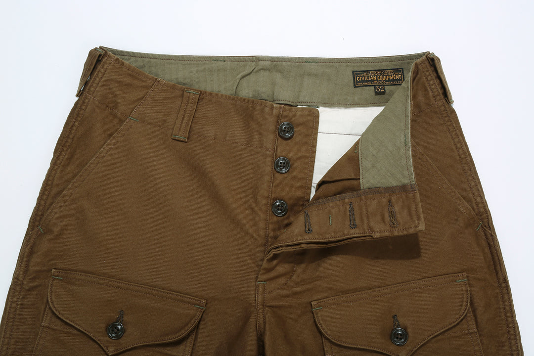 Freewheelers S-8 Aviators trousers jungle cloth sepia brown military flight pants Japan detail