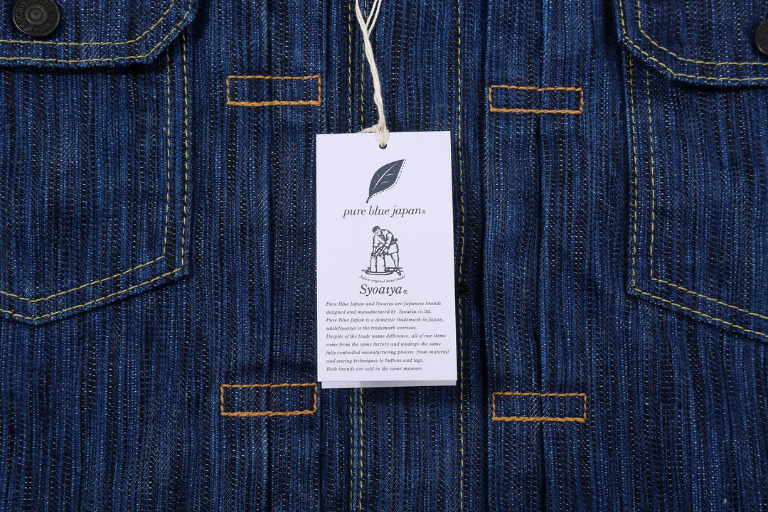 Pure Blue Japan 6225-L 14.5oz Waterfall Denim Type 2 Jacket - Light Indigo Tag