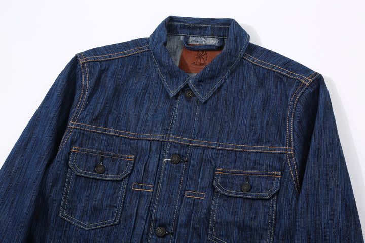 Pure Blue Japan 6225-L 14.5oz Waterfall Denim Type 2 Jacket - Light Indigo Collar