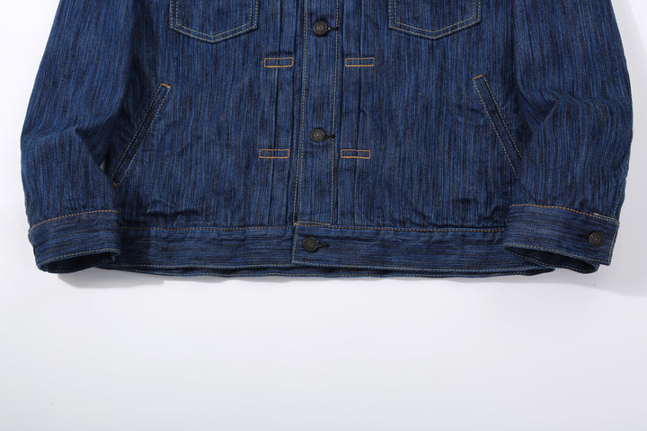 Pure Blue Japan 6225-L 14.5oz Waterfall Denim Type 2 Jacket - Light Indigo Hem and Cuff