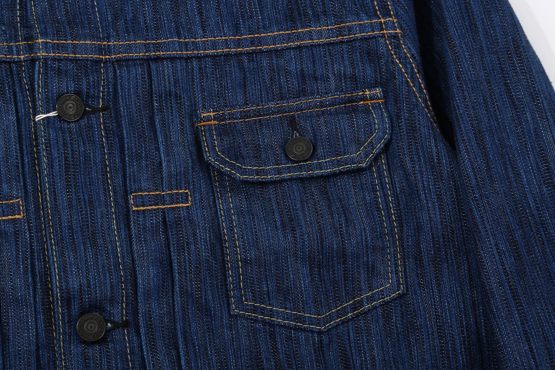 Pure Blue Japan 6225-L 14.5oz Waterfall Denim Type 2 Jacket - Light Indigo Left Pocket