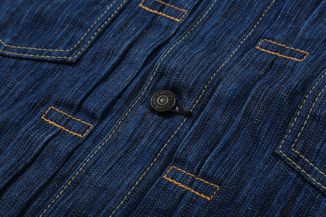 Pure Blue Japan 6225-L 14.5oz Waterfall Denim Type 2 Jacket - Light Indigo Button Detail
