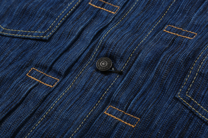 Pure Blue Japan 6225-L 14.5oz Waterfall Denim Type 2 Jacket - Light Indigo Button Detail