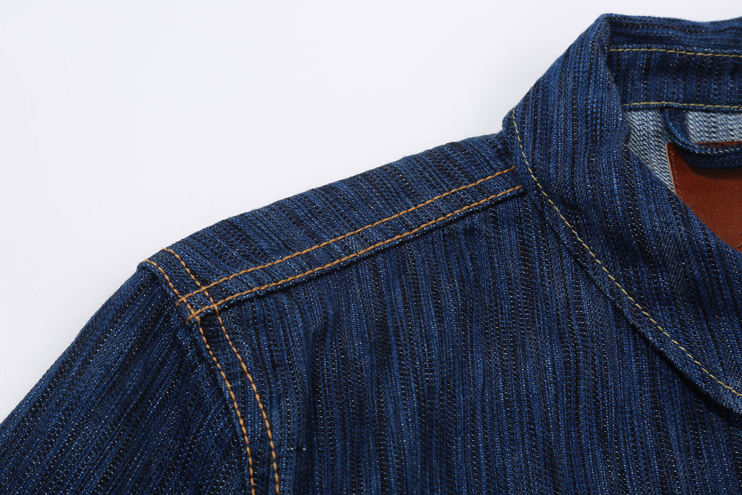 Pure Blue Japan 6225-L 14.5oz Waterfall Denim Type 2 Jacket - Light Indigo Shoulder Seam
