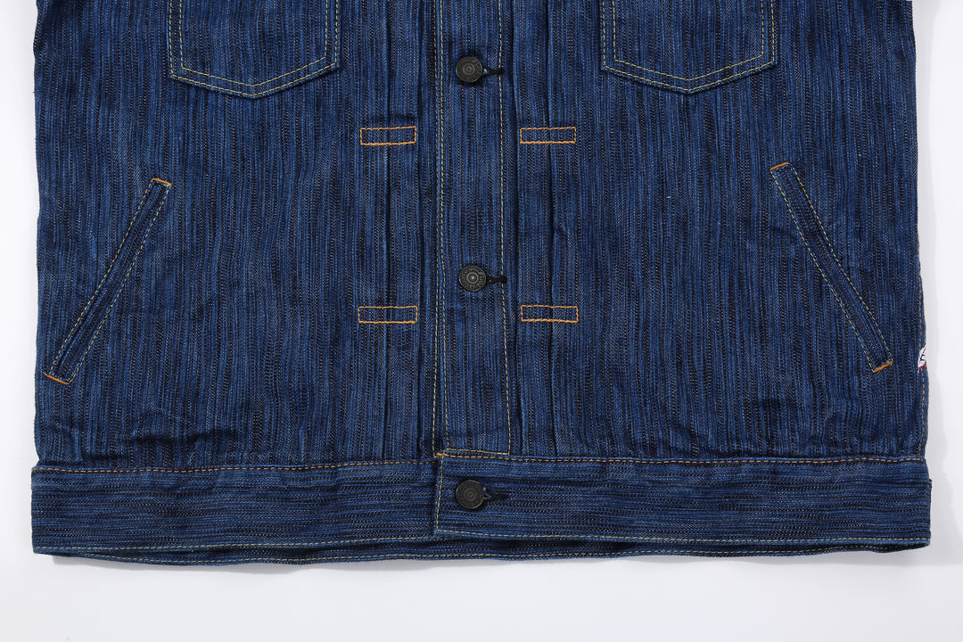 Pure Blue Japan 6225-L 14.5oz Waterfall Denim Type 2 Jacket - Light Indigo Hem