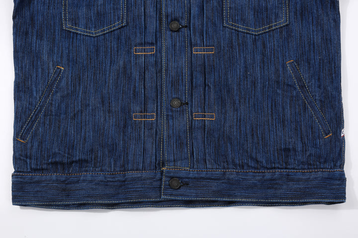 Pure Blue Japan 6225-L 14.5oz Waterfall Denim Type 2 Jacket - Light Indigo Hem