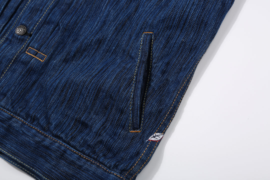 Pure Blue Japan 6225-L 14.5oz Waterfall Denim Type 2 Jacket - Light Indigo SIde Pocket