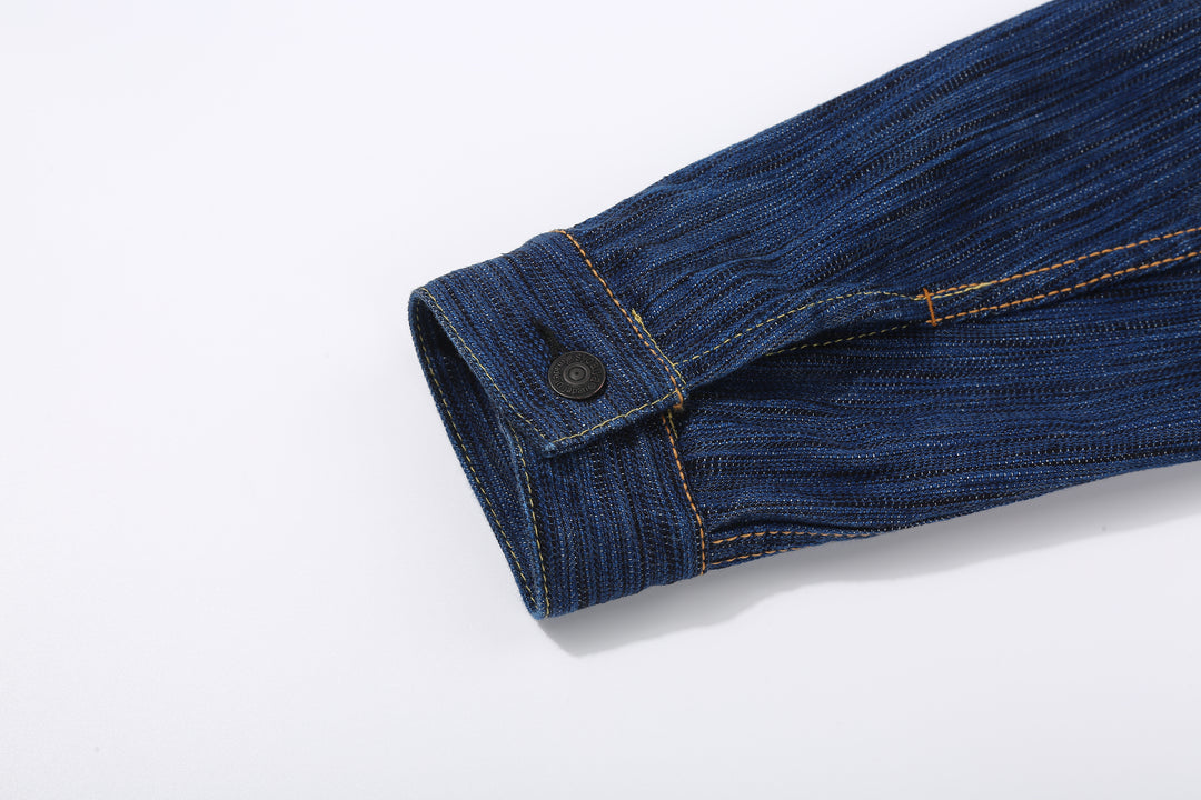 Pure Blue Japan 6225-L 14.5oz Waterfall Denim Type 2 Jacket - Light Indigo Cuff Button