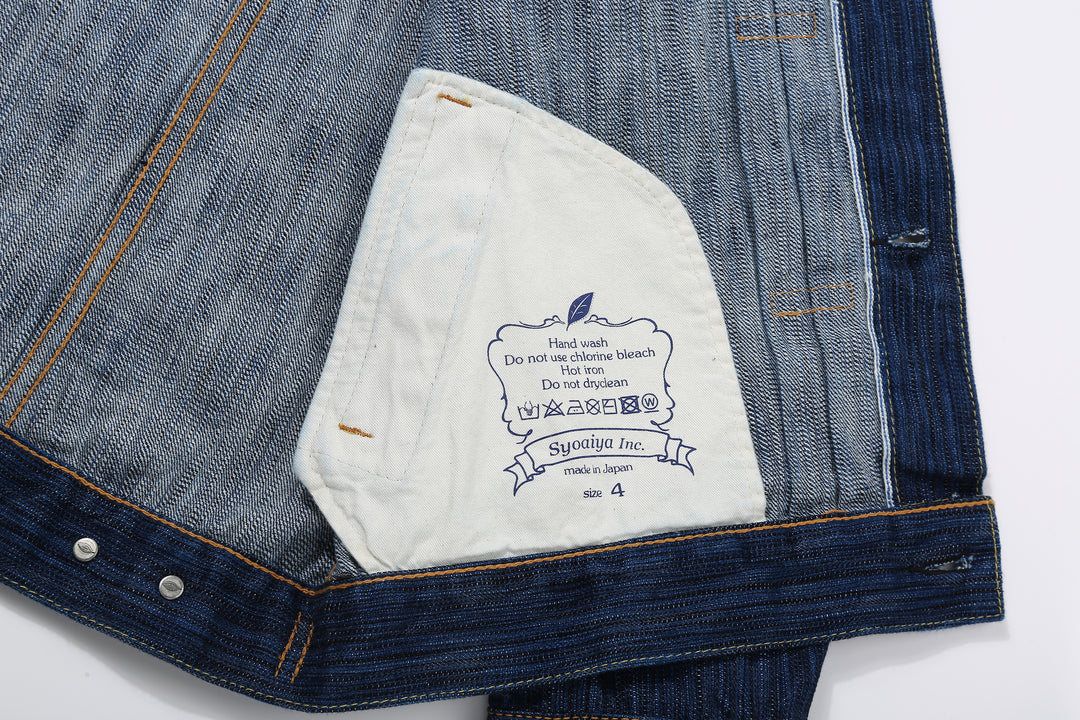 Pure Blue Japan 6225-L 14.5oz Waterfall Denim Type 2 Jacket - Light Indigo Pocket Bag