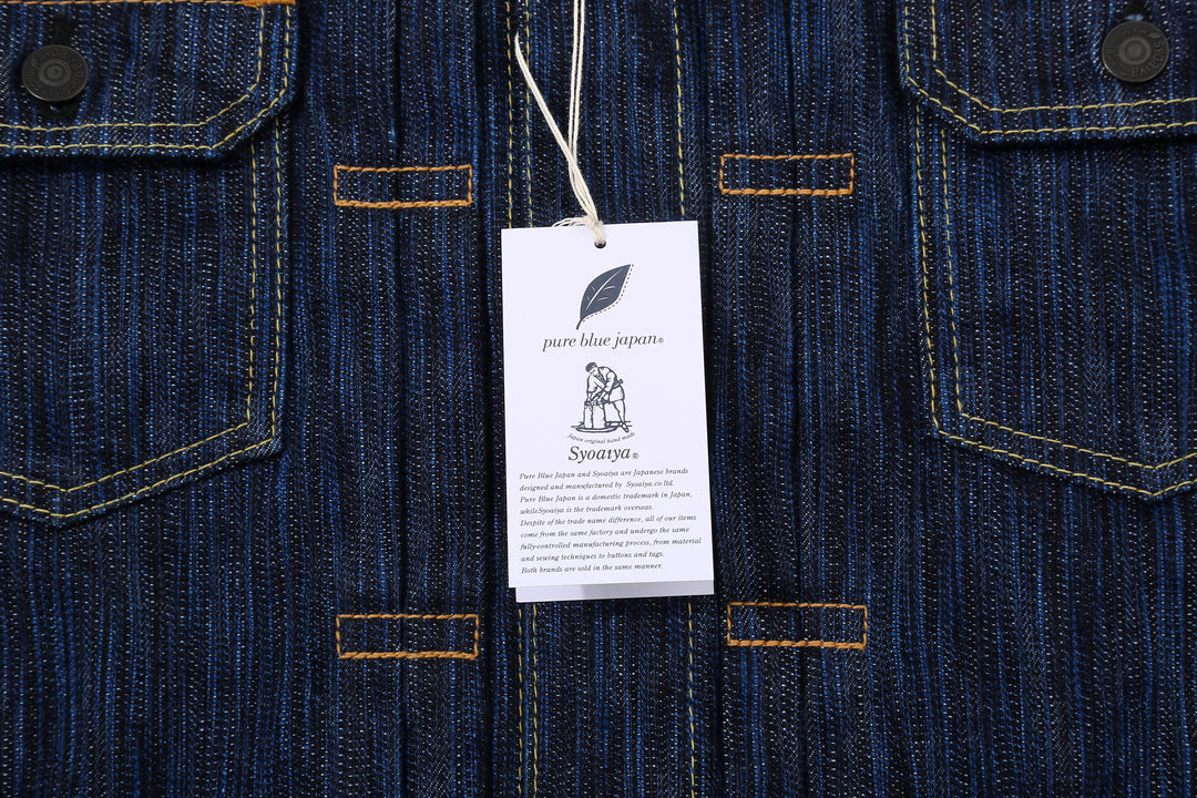 Pure Blue Japan 6225-D 14.5oz Waterfall Denim Type 2 Jacket - Dark Indigo Tag