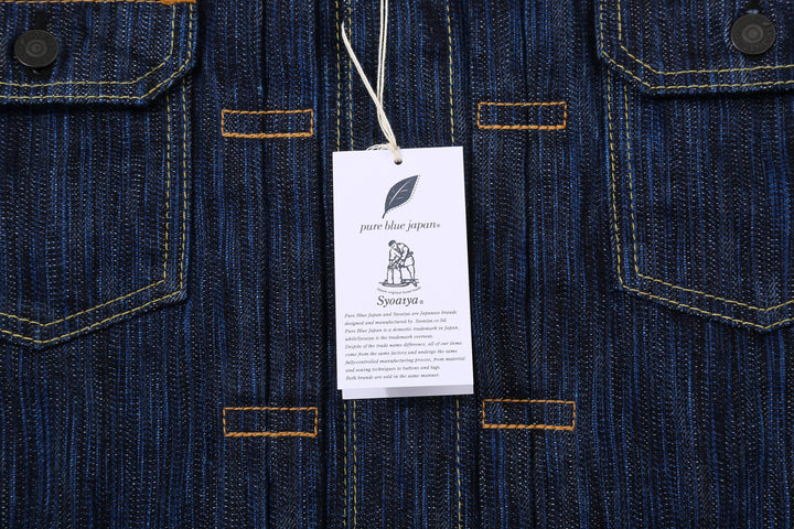 Pure Blue Japan 6225-D 14.5oz Waterfall Denim Type 2 Jacket - Dark Indigo Tag