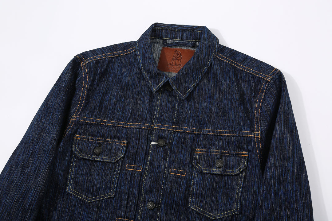 Pure Blue Japan 6225-D 14.5oz Waterfall Denim Type 2 Jacket - Dark Indigo Collar