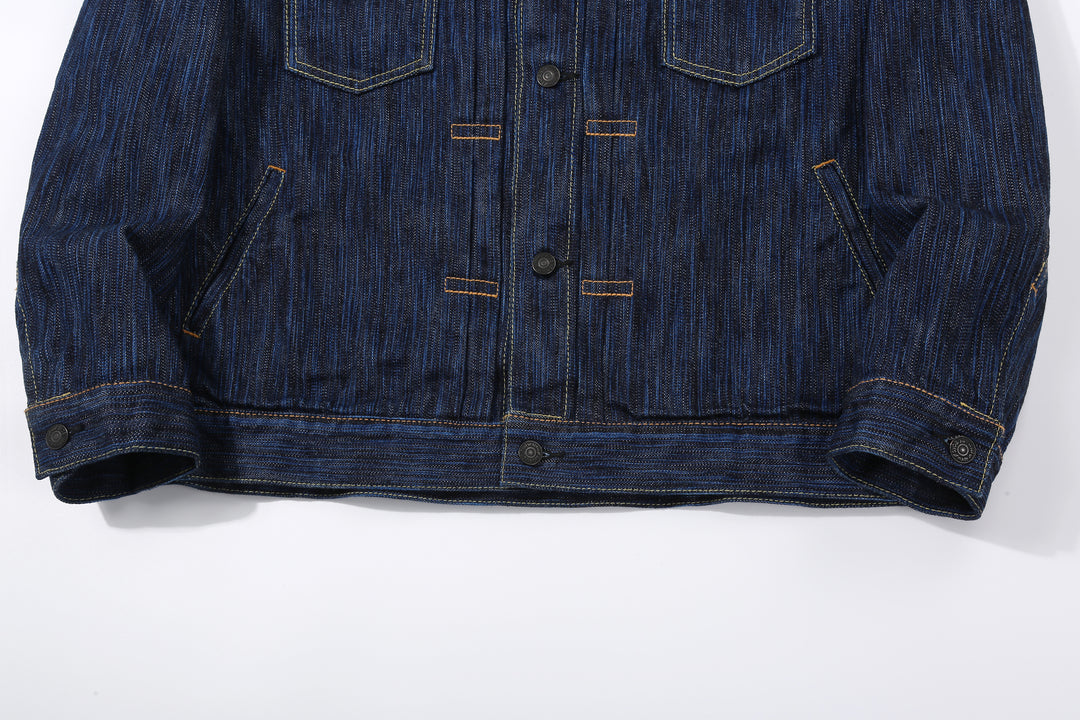 Pure Blue Japan 6225-D 14.5oz Waterfall Denim Type 2 Jacket - Dark Indigo Hem