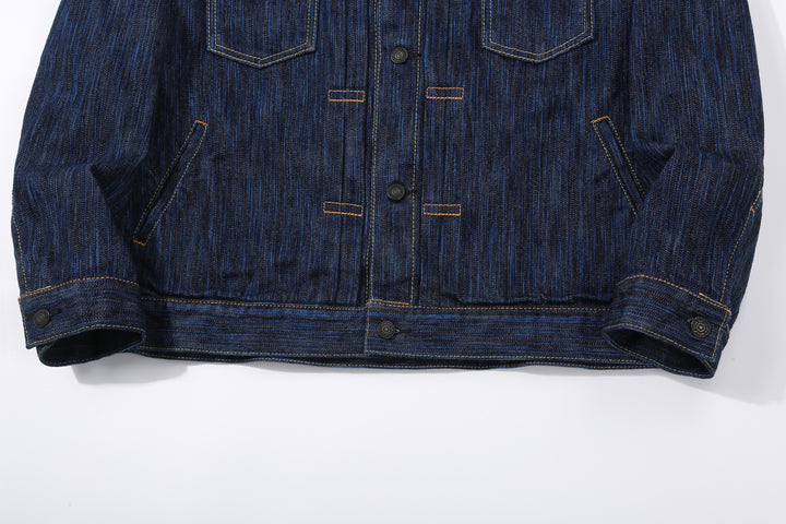 Pure Blue Japan 6225-D 14.5oz Waterfall Denim Type 2 Jacket - Dark Indigo Hem