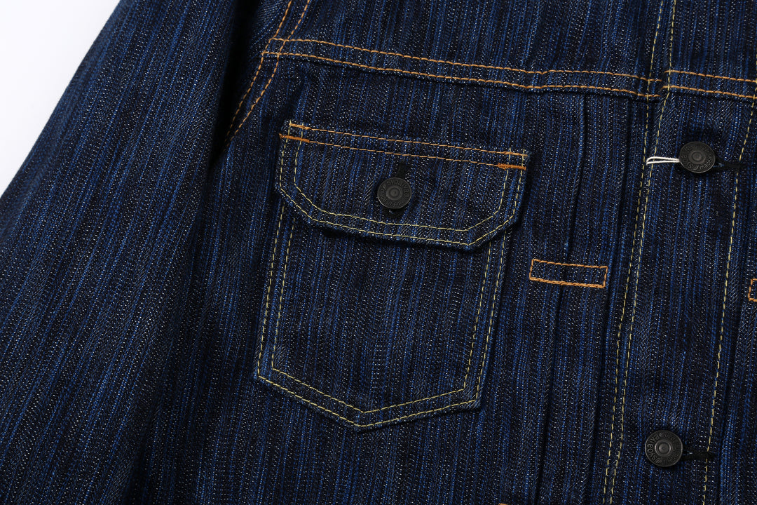Pure Blue Japan 6225-D 14.5oz Waterfall Denim Type 2 Jacket - Dark Indigo Right Pocket