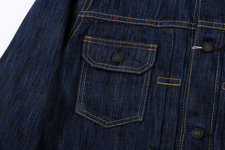 Pure Blue Japan 6225-D 14.5oz Waterfall Denim Type 2 Jacket - Dark Indigo Right Pocket