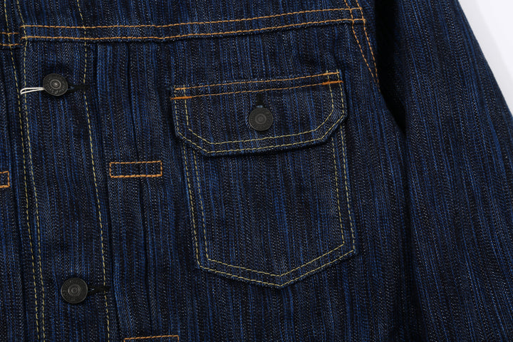 Pure Blue Japan 6225-D 14.5oz Waterfall Denim Type 2 Jacket - Dark Indigo Left Pocket