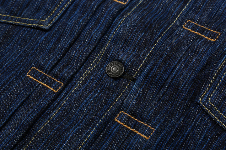 Pure Blue Japan 6225-D 14.5oz Waterfall Denim Type 2 Jacket - Dark Indigo Button Detail 