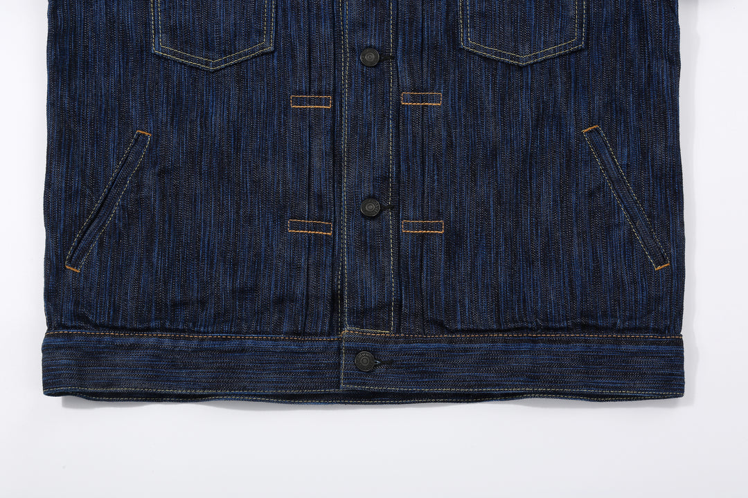 Pure Blue Japan 6225-D 14.5oz Waterfall Denim Type 2 Jacket - Dark Indigo Hem