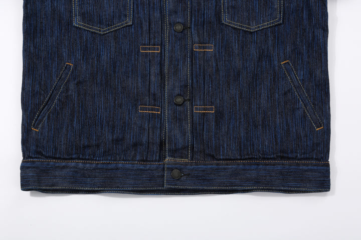 Pure Blue Japan 6225-D 14.5oz Waterfall Denim Type 2 Jacket - Dark Indigo Hem