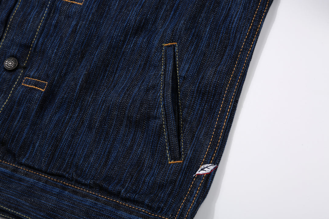 Pure Blue Japan 6225-D 14.5oz Waterfall Denim Type 2 Jacket - Dark Indigo Side Pocket Left