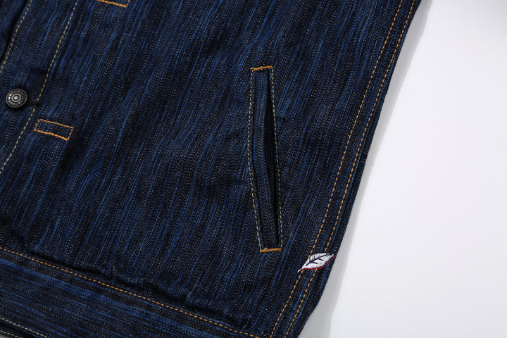 Pure Blue Japan 6225-D 14.5oz Waterfall Denim Type 2 Jacket - Dark Indigo Side Pocket Left