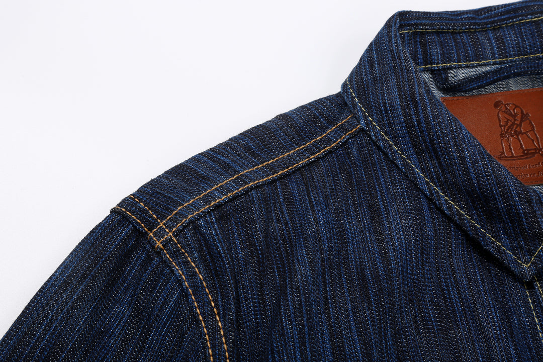Pure Blue Japan 6225-D 14.5oz Waterfall Denim Type 2 Jacket - Dark Indigo Shoulder Seam