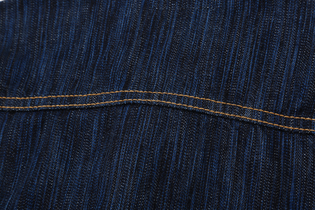 Pure Blue Japan 6225-D 14.5oz Waterfall Denim Type 2 Jacket - Dark Indigo Fabric Close Up