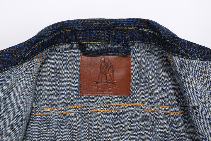 Pure Blue Japan 6225-D 14.5oz Waterfall Denim Type 2 Jacket - Dark Indigo Leather Patch