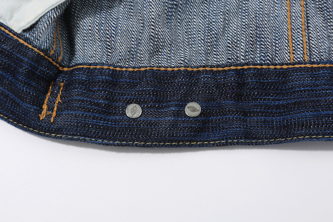 Pure Blue Japan 6225-D 14.5oz Waterfall Denim Type 2 Jacket - Dark Indigo Buttons Reverse Side