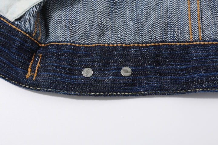 Pure Blue Japan 6225-D 14.5oz Waterfall Denim Type 2 Jacket - Dark Indigo Buttons Reverse Side