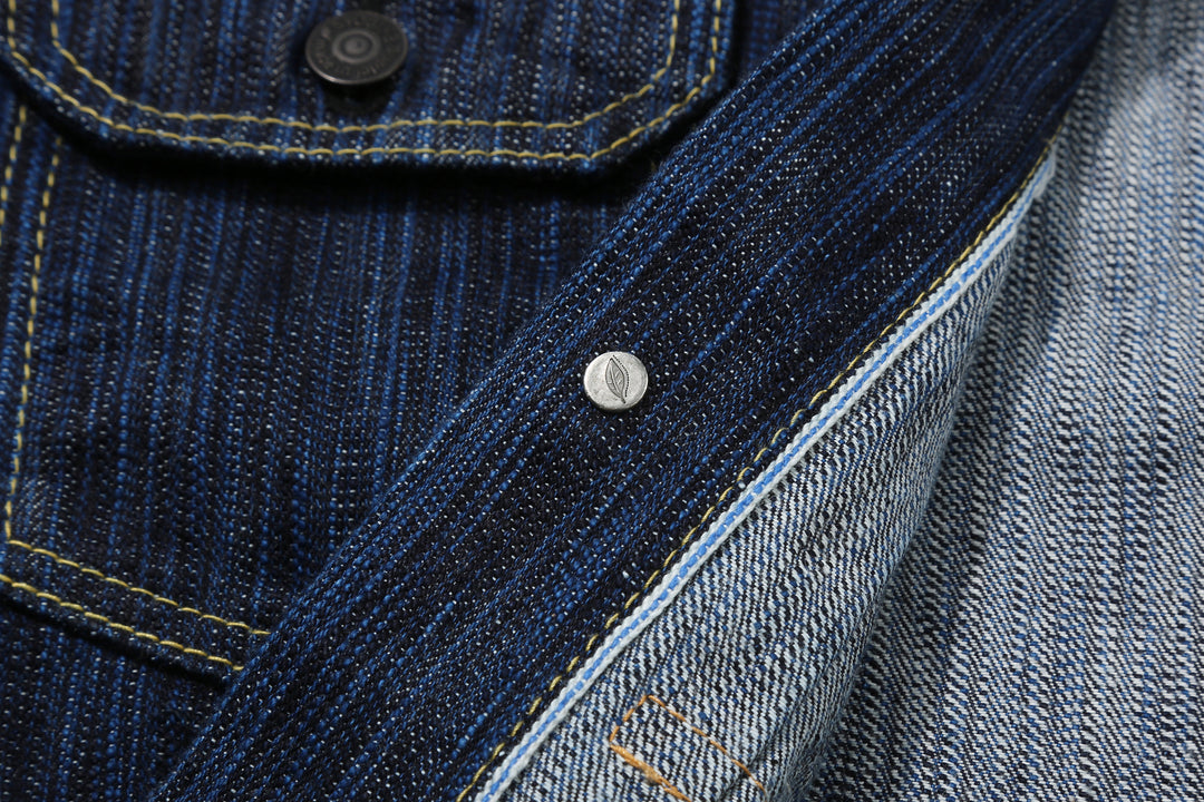 Pure Blue Japan 6225-D 14.5oz Waterfall Denim Type 2 Jacket - Dark Indigo Front Facing