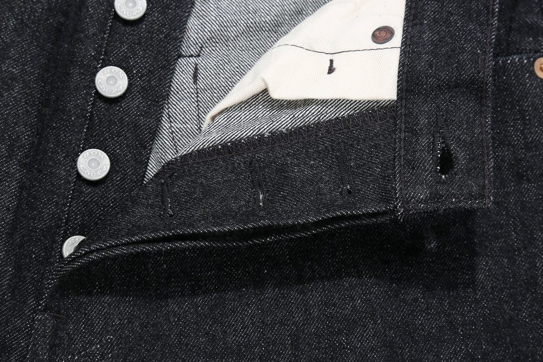 Boncoura 66 15oz Selvedge Black Denim - Modern Straight Fit