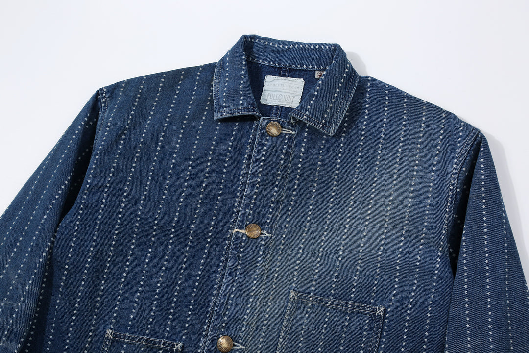 Fullcount 2051HW indigo wabash chore jacket used wash workwear denim jacket Japan detail