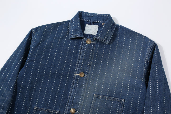Fullcount 2051HW indigo wabash chore jacket used wash workwear denim jacket Japan detail