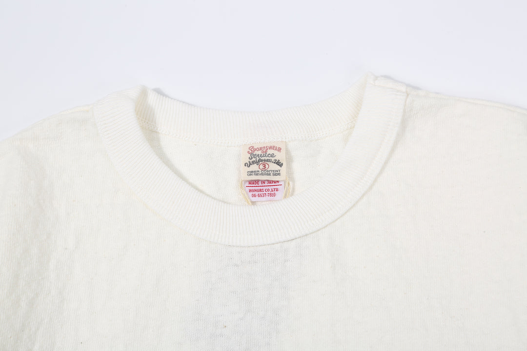 UES 652321 No.8 Slub Yarn Heavyweight T-Shirt – White Ribbed Binder Neck