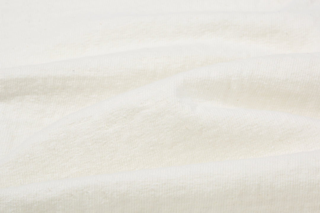 UES 652321 No.8 Slub Yarn Heavyweight T-Shirt – White Slub Nep Fabric Texture