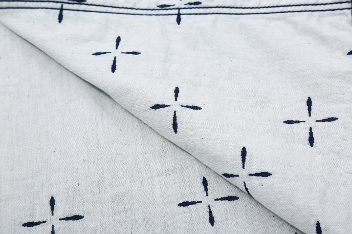 Samurai Jeans SSS25-02W "Narihira" Diamond & Goldfish Indgio Jacquard Work Shirt Made in Japan Fabric Close Up Reverse Side