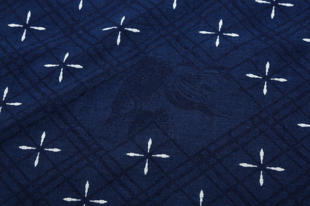 Samurai Jeans SSS25-02W "Narihira" Diamond & Goldfish Indgio Jacquard Work Shirt Made in Japan Goldfish Pattern