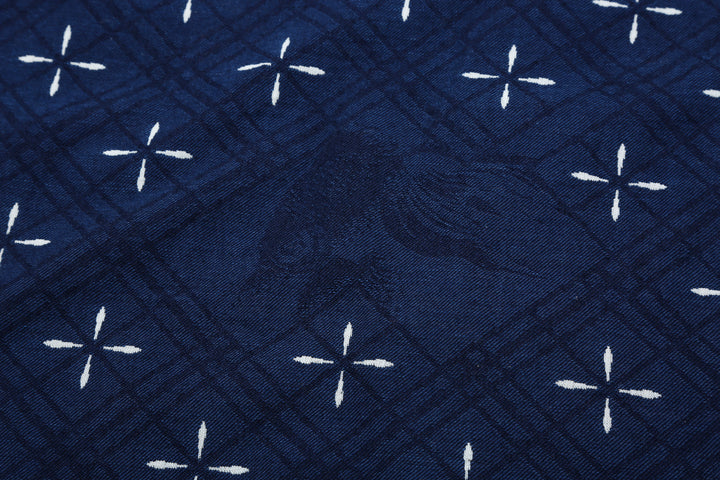 Samurai Jeans SSS25-02W "Narihira" Diamond & Goldfish Indgio Jacquard Work Shirt Made in Japan Goldfish Pattern