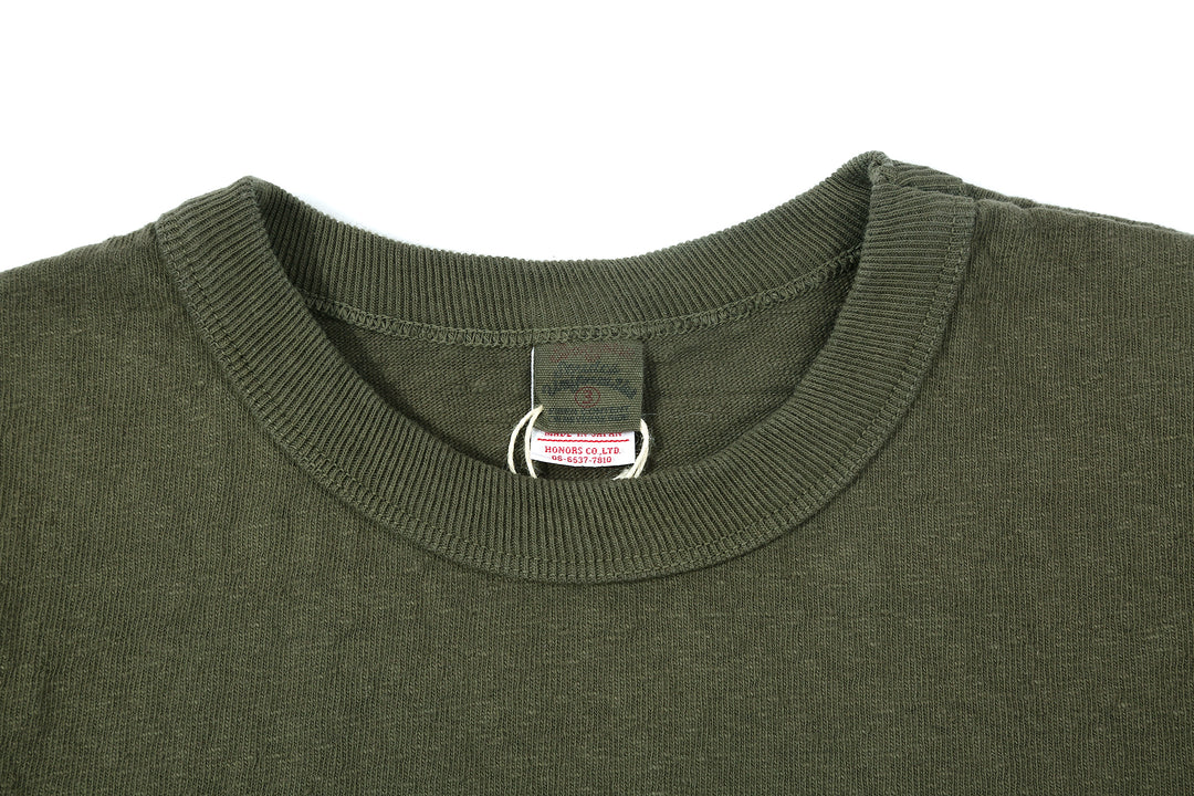 UES 652321 No.8 Slub Yarn Heavyweight T-Shirt – Olive Ribbed Binder Neck