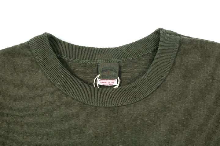 UES 652321 No.8 Slub Yarn Heavyweight T-Shirt – Olive Ribbed Binder Neck