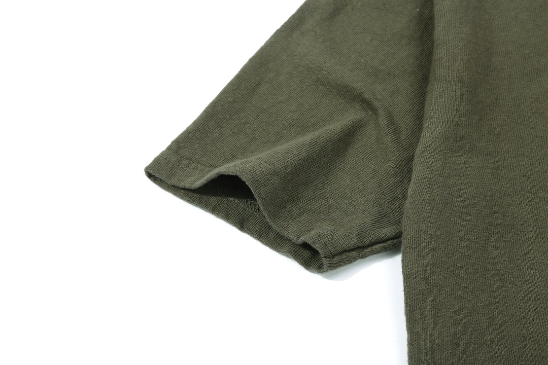 UES 652321 No.8 Slub Yarn Heavyweight T-Shirt – Olive Sleeve Detail
