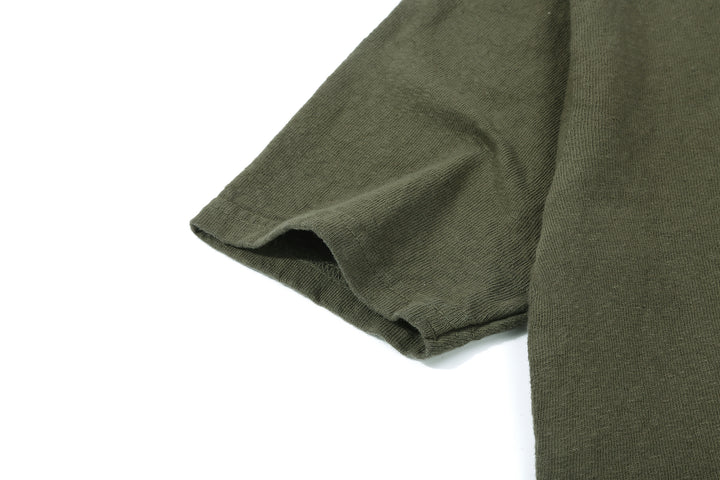 UES 652321 No.8 Slub Yarn Heavyweight T-Shirt – Olive Sleeve Detail