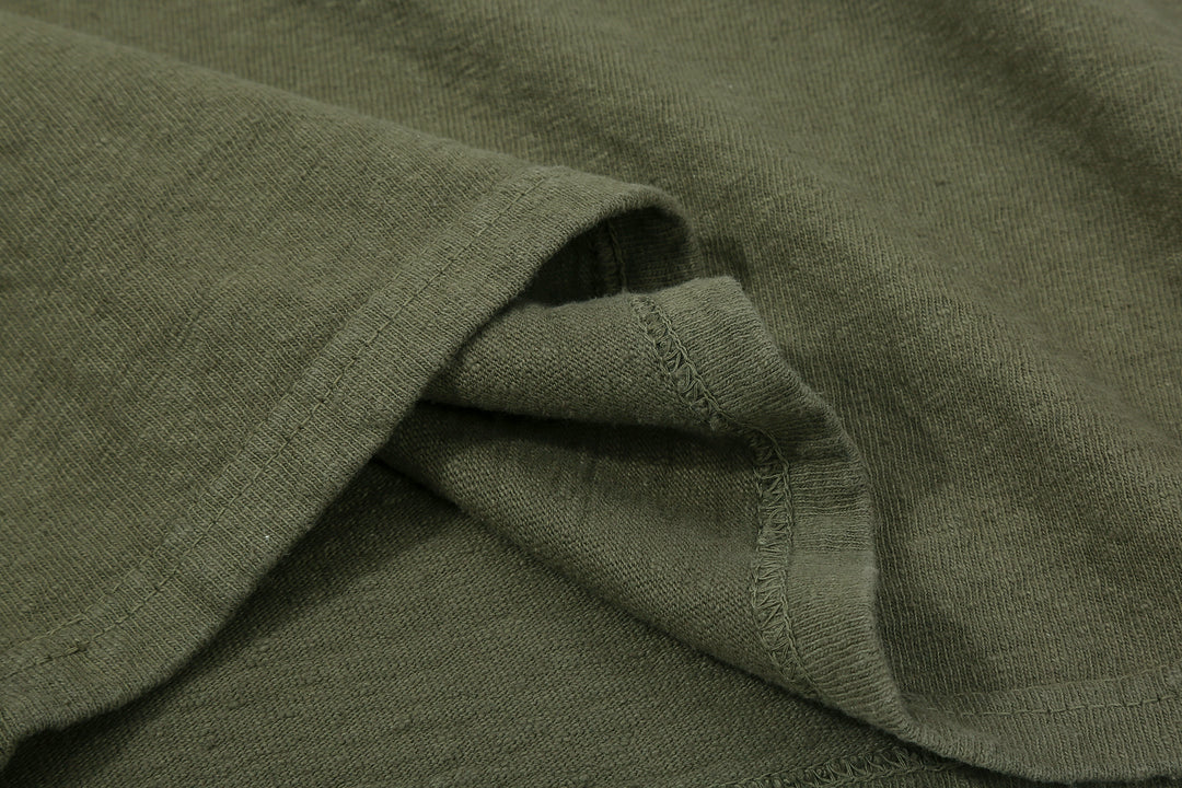 UES 652321 No.8 Slub Yarn Heavyweight T-Shirt – Olive Side Seam Construction