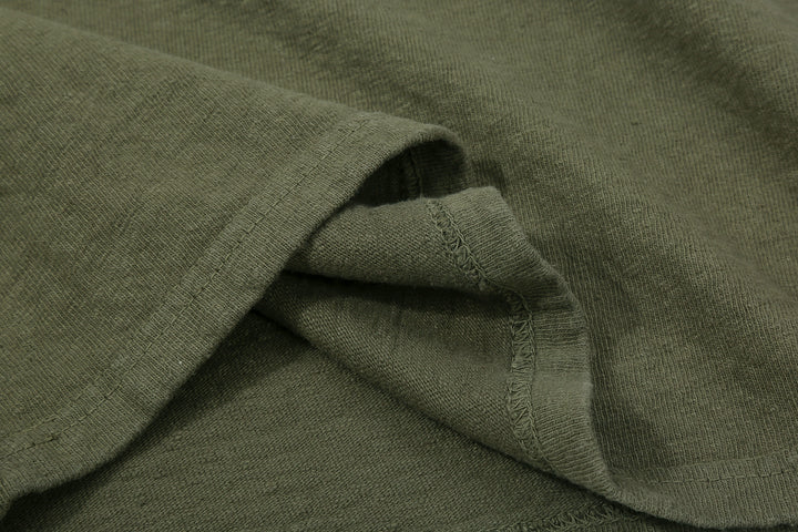 UES 652321 No.8 Slub Yarn Heavyweight T-Shirt – Olive Side Seam Construction
