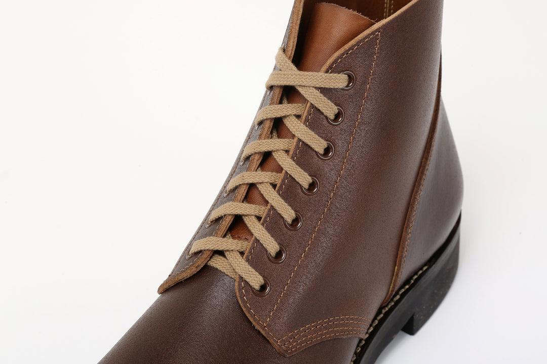 Skoob Infantry Service Boots Horween waxed flesh leather front view shoes lace