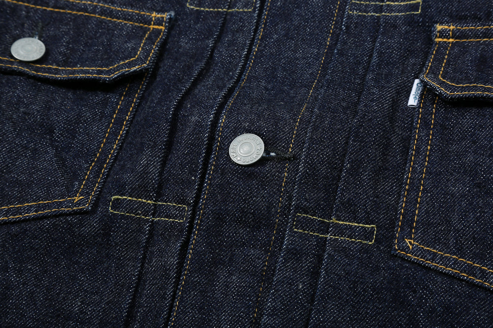 Omoto Denim 3215 13.5oz selvedge Type 2 denim jacket made in Japan button detail