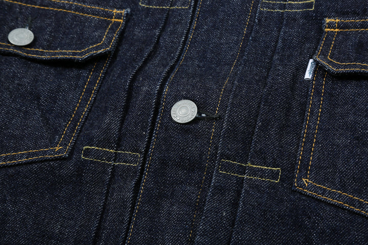 Omoto Denim 3215 13.5oz selvedge Type 2 denim jacket made in Japan button detail