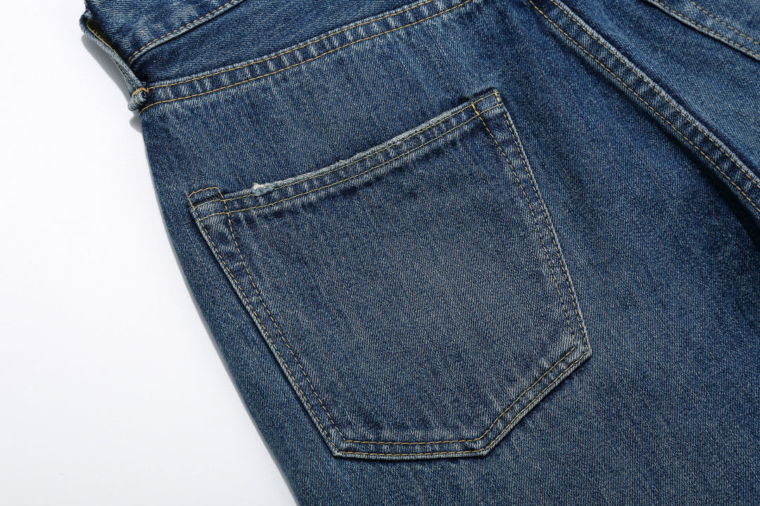 Brú na Bóinne 7776A 13.5oz Selvedge Denim - Patchwork Vintage Wash Made in Japan Back Left Pocket